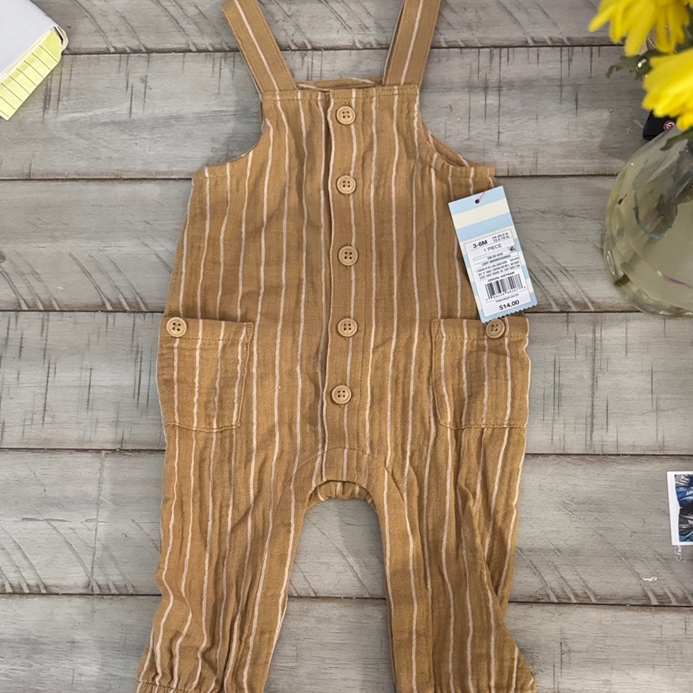Cat & Jack Tan Striped Overalls
